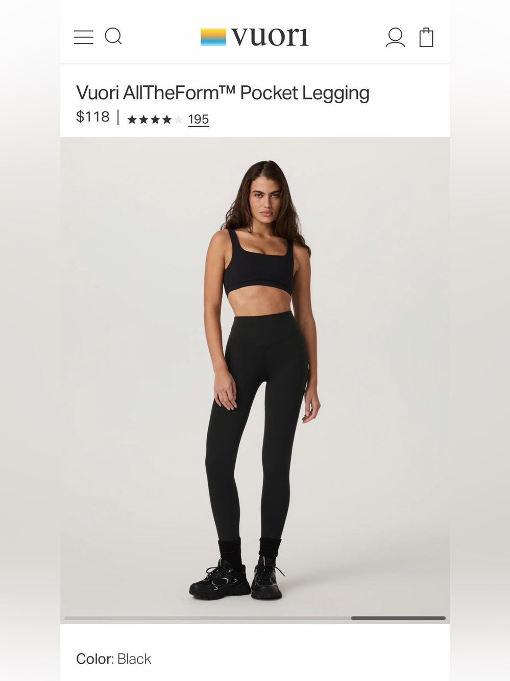 Vuori Black High-Waist AlltheForm Pocket Leggings size small like new